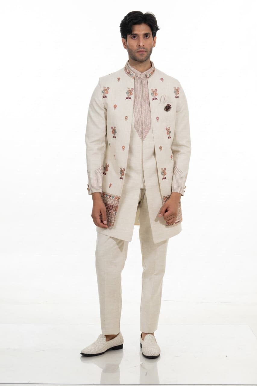 Ivory Heritage Embroidered Indo Western Set