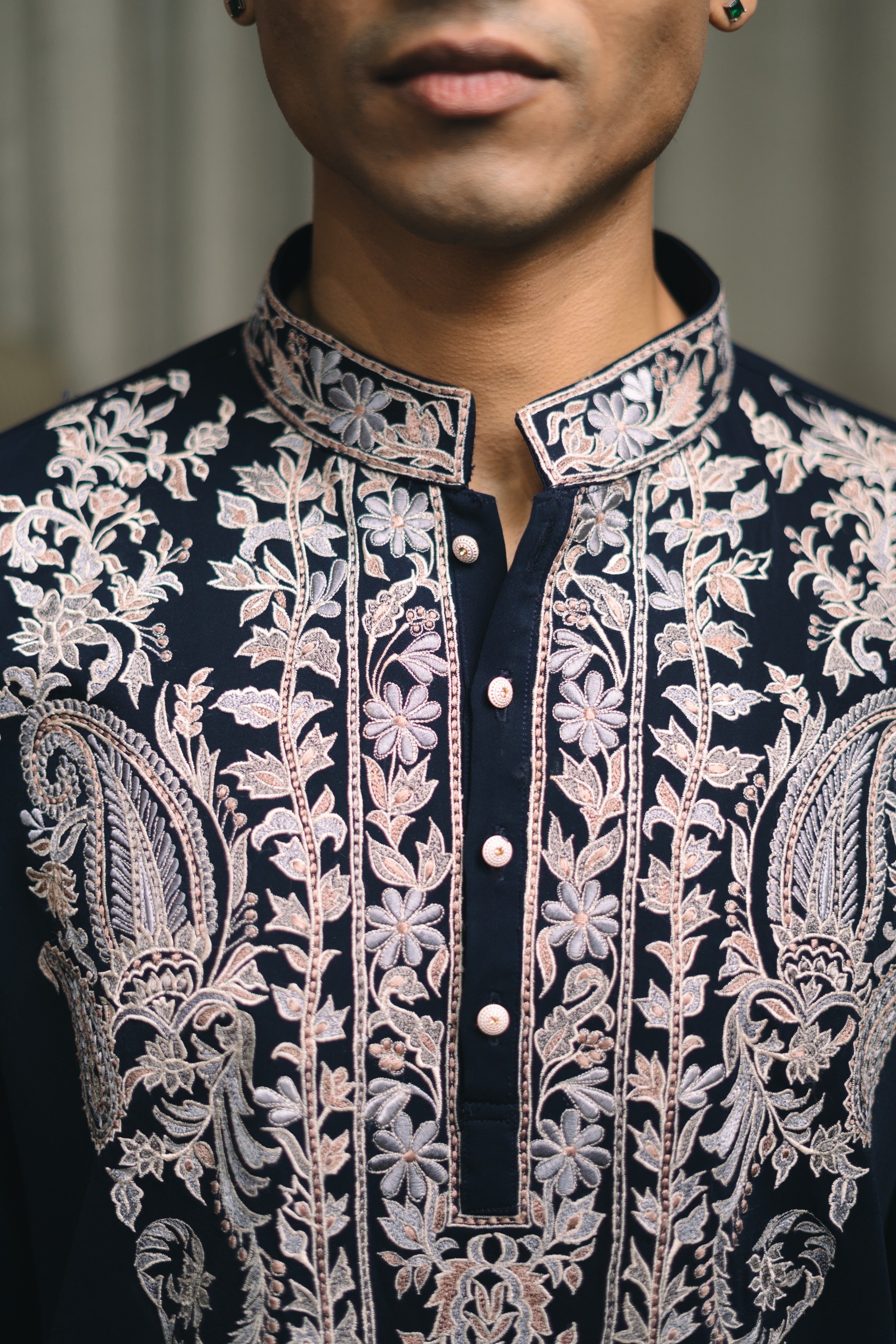 Midnight Kashmiri Embroidered Kurta Set