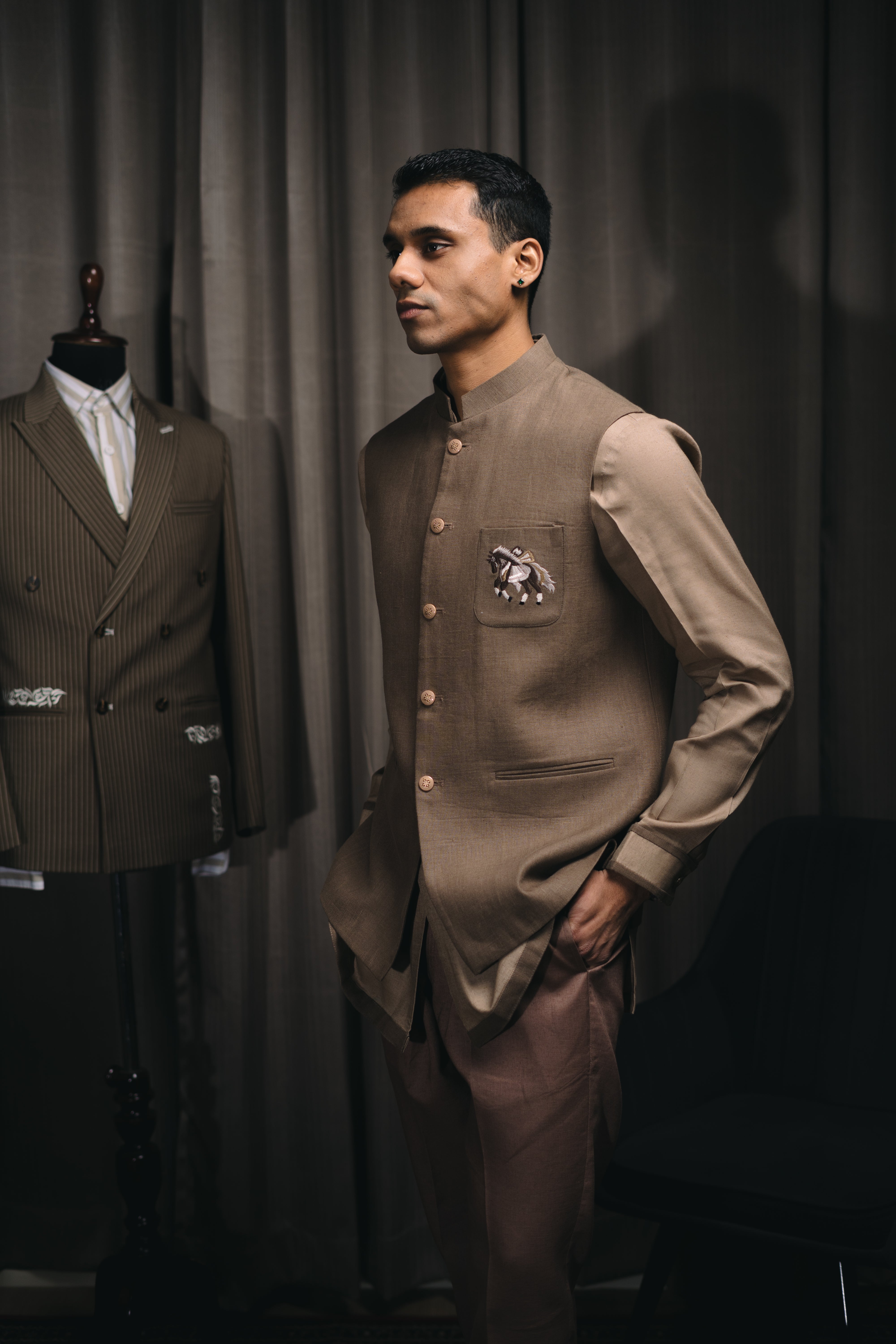Brown Classic Bundi Shirt Set