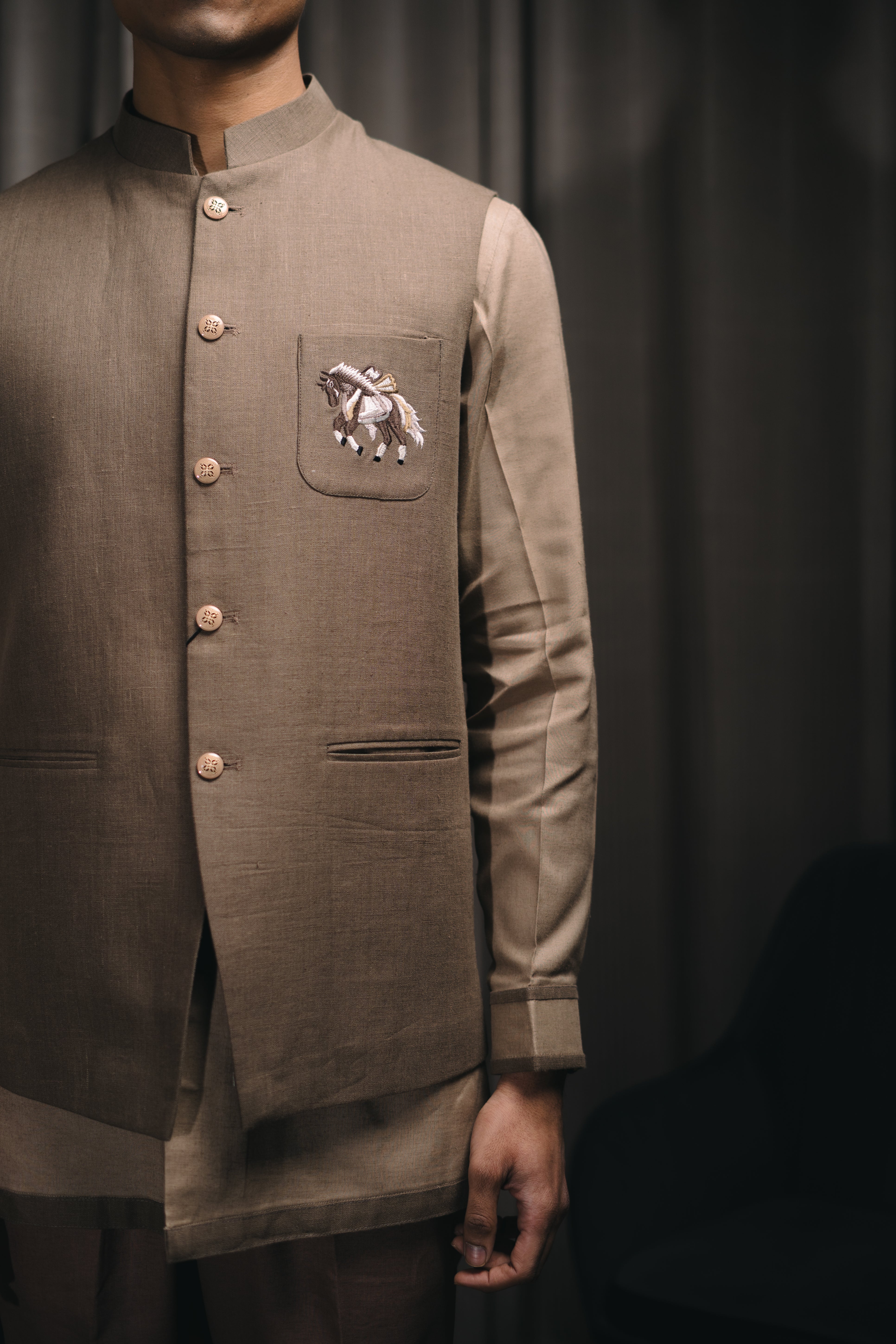 Brown Classic Bundi Shirt Set