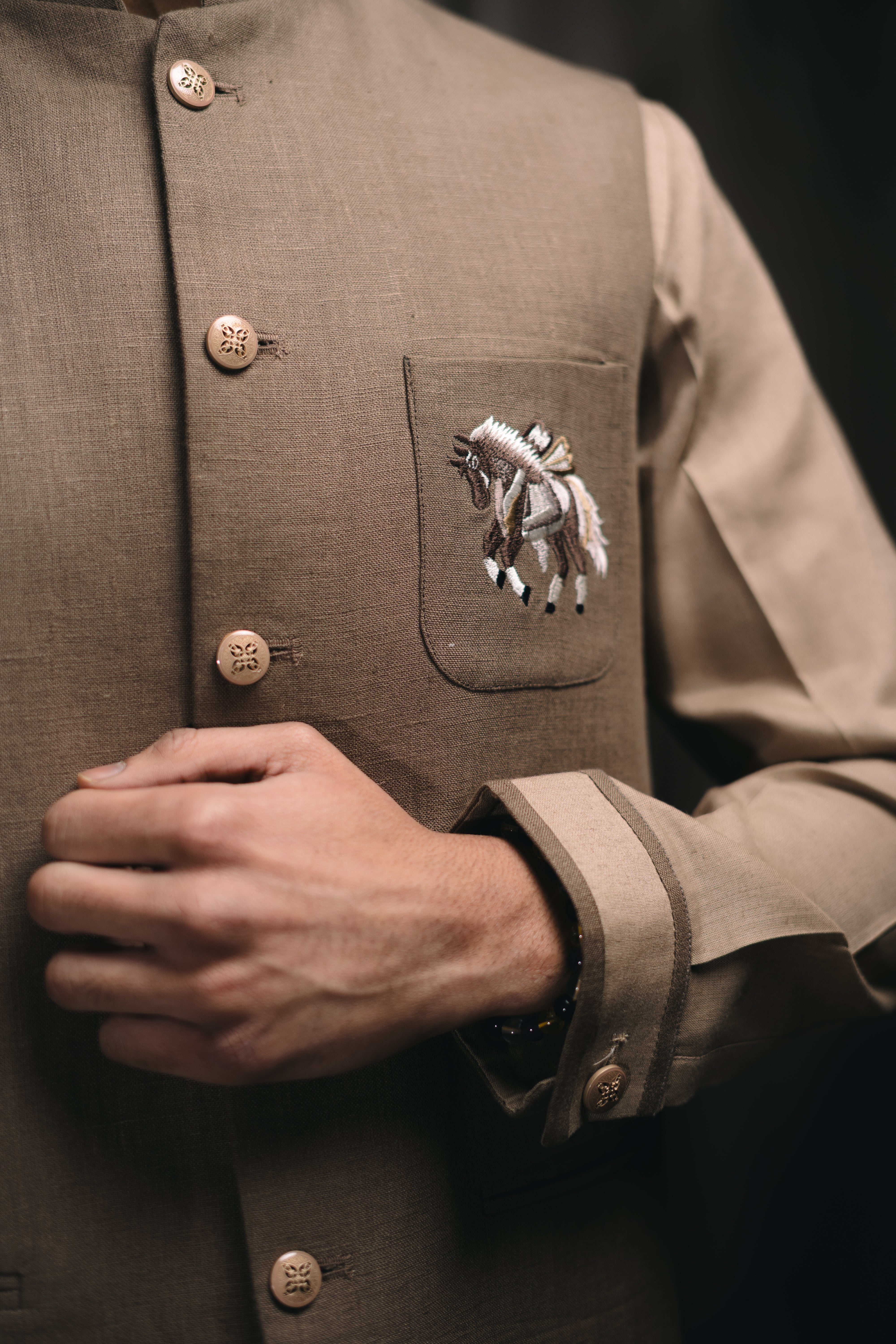 Brown Classic Bundi Shirt Set